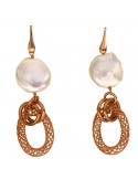 Della Rovere Earrings - Pink Pearl - Oval Worked Element - DR265