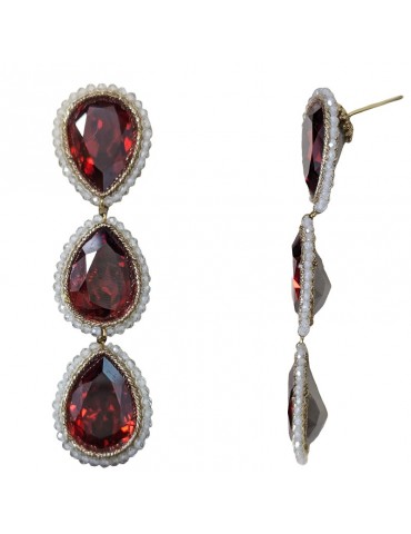 Orecchini Sikè - Swarovski Rosso Magma - Cristalli di Rocca - WL0051OR 2