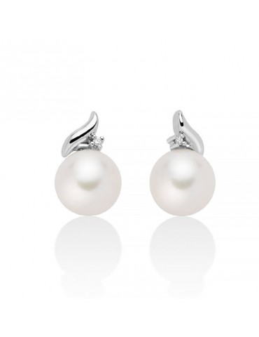 Orecchini Miluna - in Oro Bianco 18 carati con Perle e Diamanti Naturali - PER2754