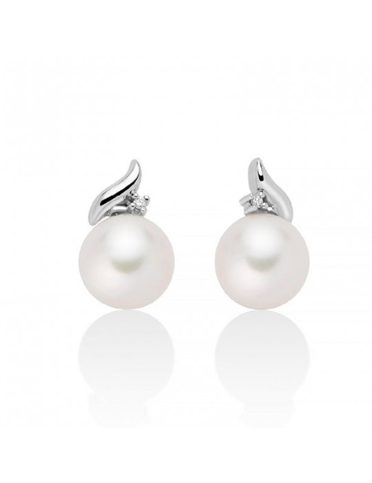 Orecchini Miluna - in Oro Bianco 18 carati con Perle e Diamanti Naturali - PER2754