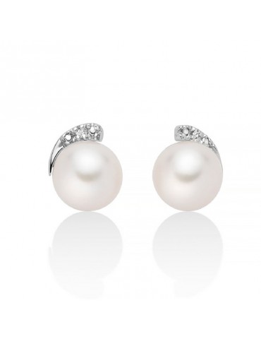 Orecchini Miluna - Oro Bianco 18 carati - Perle - Diamanti Naturali - PER2752