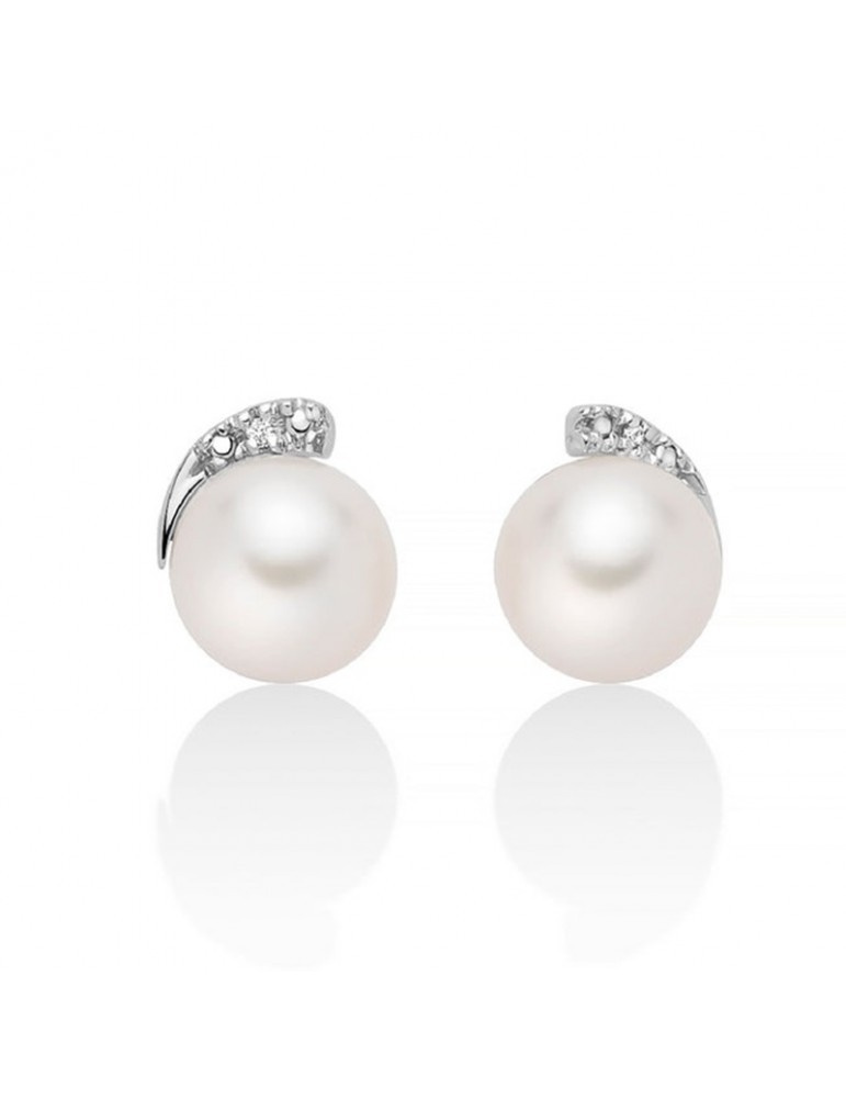 Orecchini Miluna Oro Bianco 18 carati Perle Diamanti