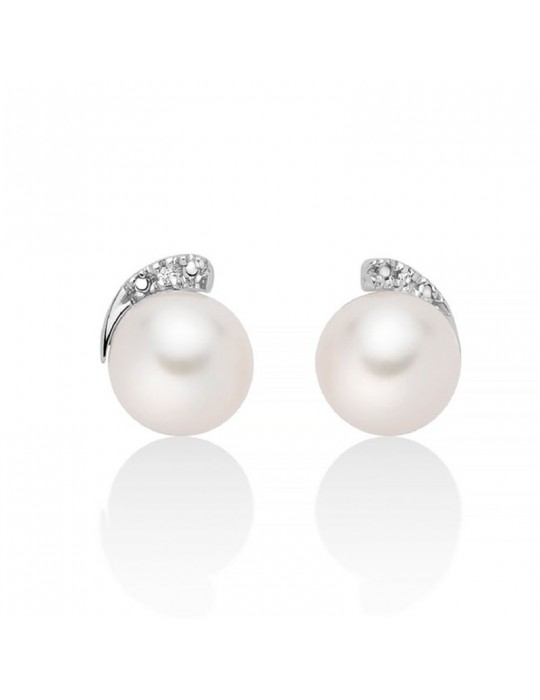 Orecchini Miluna - Oro Bianco 18 carati - Perle - Diamanti Naturali - PER2752