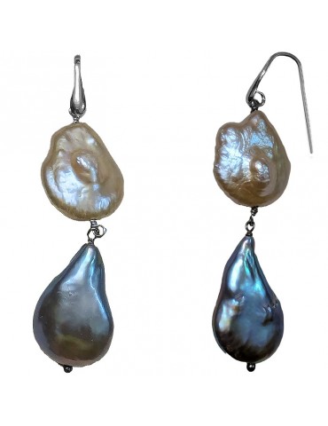 Della Rovere Earrings - Pendants - Pink and Gray Baroque Pearl - DR133 2