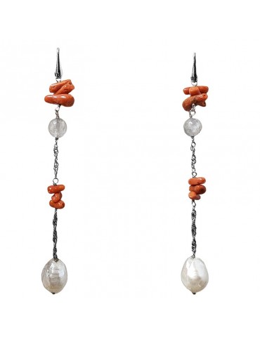 Della Rovere Earrings - Pendants - Coral - Baroque Pearls - ORDRP084QUATER