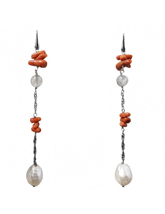 Della Rovere Earrings - Pendants - Coral - Baroque Pearls - ORDRP084QUATER Della Rovere Earrings - Pendants - Coral - Baroque Pearls - ORDRP084QUATER