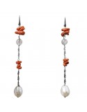 Orecchini Della Rovere -Pendenti-Corallo-Perle Barocche-ORDRP084QUATER