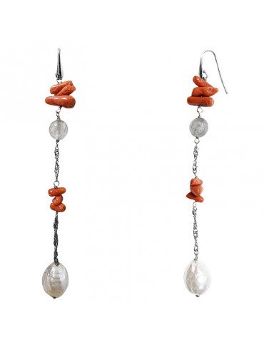 Orecchini Della Rovere -Pendenti-Corallo-Perle Barocche-ORDRP084QUATER 2
