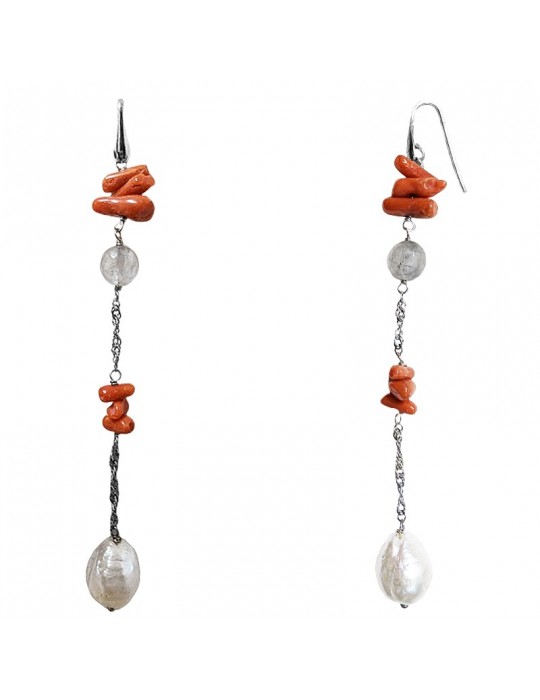 Della Rovere Earrings - Pendants - Coral - Baroque Pearls - ORDRP084QUATER