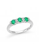 Miluna Ring - 18k White Gold Ring with 0.45 ct Emeralds and Natural Diamonds - 0