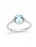 Anello Miluna - in Oro Bianco 18 carati con Acquamarina 1 ct e Diamanti Naturali - LID3767
