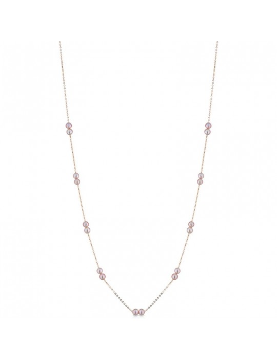 Collana Lelune - Oro Rosa 18 Carati - Perle Freshwater Rosa 3,5-6,5 mm - LLGC2142.3