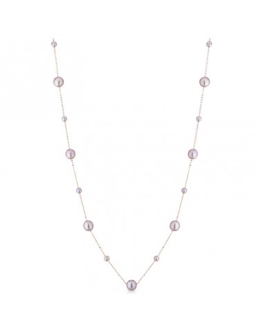 Lelune Necklace - Classic in 18K Rose Gold with Pink Freshwater Pearls 3.5-6.5 mm