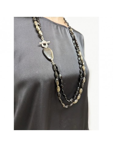 Collana Della Rovere - Lunga - Ossidiana - Onice Nero - COLDR7617 2