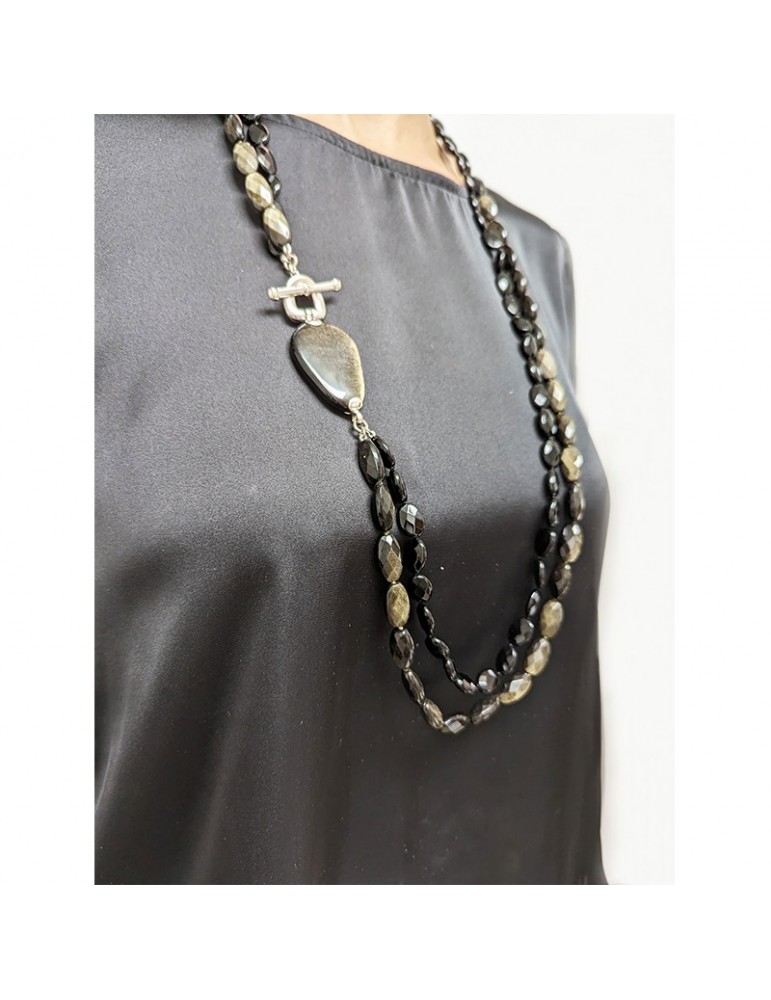 Collana Della Rovere - Lunga - Ossidiana - Onice Nero - COLDR7617
