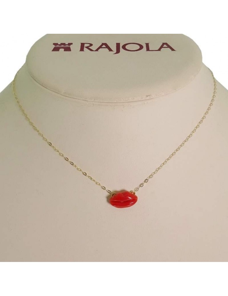 Rajola Necklace - Lulù - 18 kt Yellow Gold - Mouth - Red Coral - 359331
