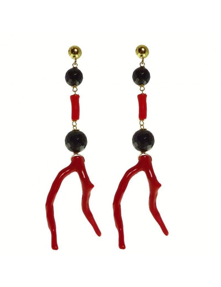 Orecchini Rajola - Palau - Onice - Corallo Rosso - 454478ORL