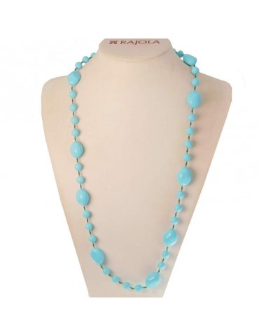 Rajola Necklace - Cecilia - Long -Turquoise Paste-Green Agate-54285401