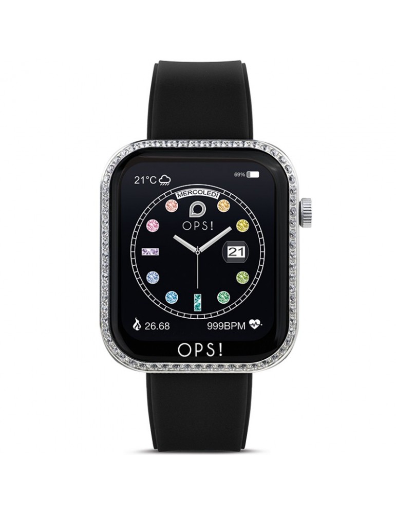 Smartwatch Oops! - Call Love - Multifunction - Black - Crystals - OPSSW40