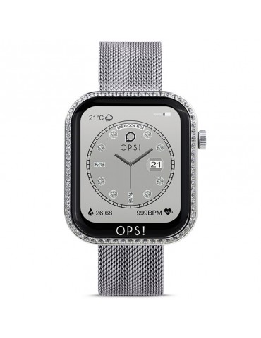 Smartwatch Ops! - Call Love Diamonds - 41x45mm-Silver-Diamanti-OPSSW43