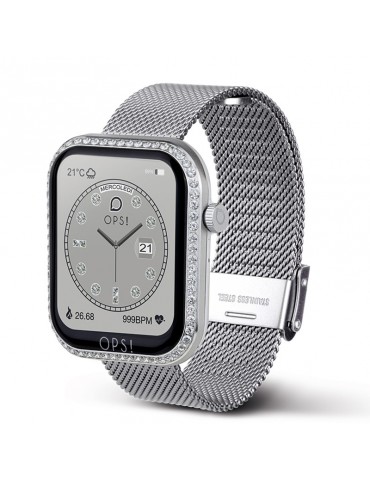 Smartwatch Ops! - Call Love Diamonds - 41x45mm-Silver-Diamanti-OPSSW43 2