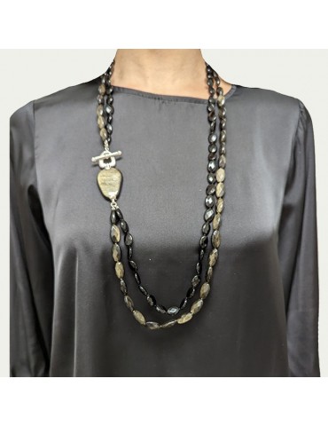 Collana Della Rovere - Lunga - Ossidiana - Onice Nero - COLDR7617