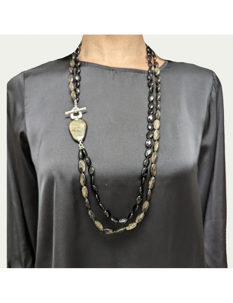Collana Della Rovere - Lunga - Ossidiana - Onice Nero - COLDR7617