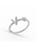 Buonocore Ring - You Are in 18k White Gold with Letter V and Natural Diamonds 0.06 ct - 0