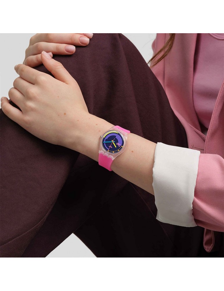 Orologio Swatch - Neon - Pink Podium - Rosa - 34mm-Nero-Viola-SO28K111