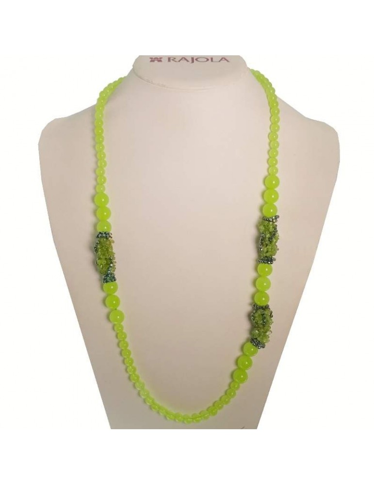 Rajola Necklace - Hula - Long - Light Green Jade - Peridot - 5461416