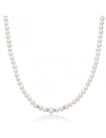 Miluna Necklace - Boule and Fantasy with Freshwater Pearls and Natural Diamonds - 0