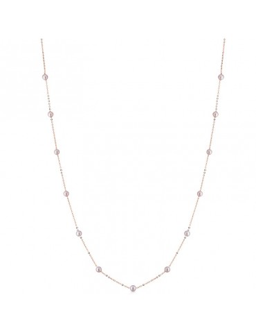 Lelune Necklace - Classic in 18K Rose Gold with Pink Freshwater Pearls 3.5-4 mm - 0