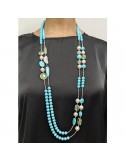 Della Rovere Necklace - in 925% Silver - Turquoise Paste-Pearls-COLDR8211