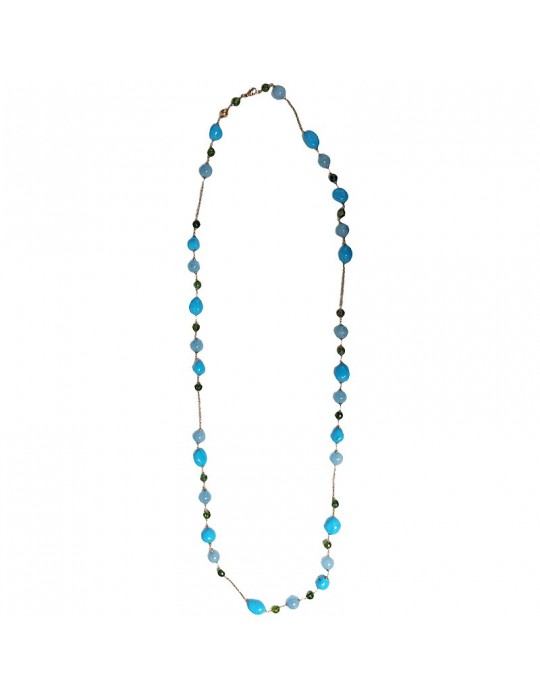 Giadan Necklace - 925% Silver Rosé-Aquamarine-Turquoise Paste-CAR330