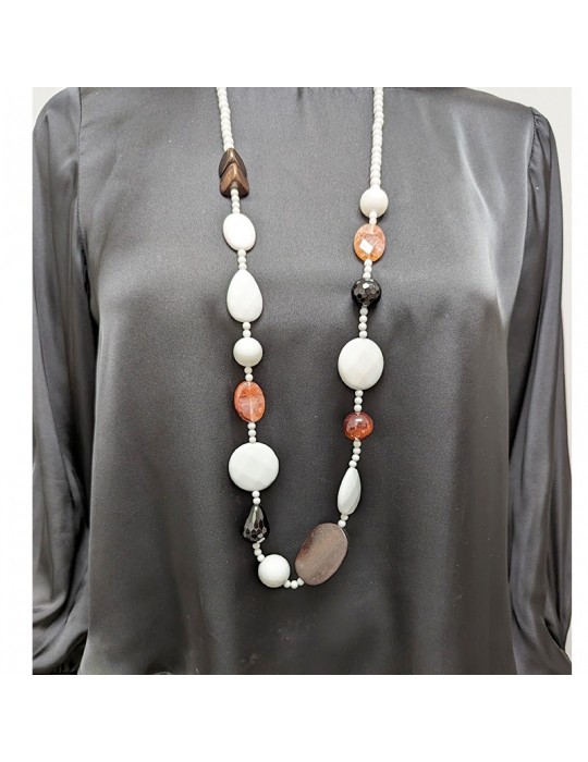 Della Rovere Necklace - White Agate - Bull's Eye - COLDR8052A