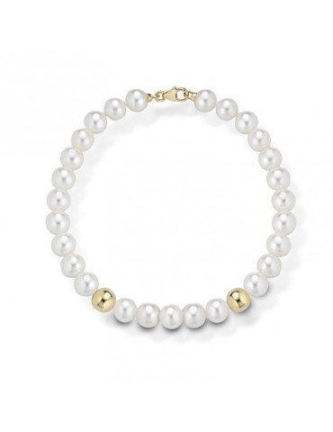 Bracciale Lelune - Young - Perle Coltivate 5,5 - 6 mm - Sfere di Oro Giallo 18 Carati - LLBR605Y