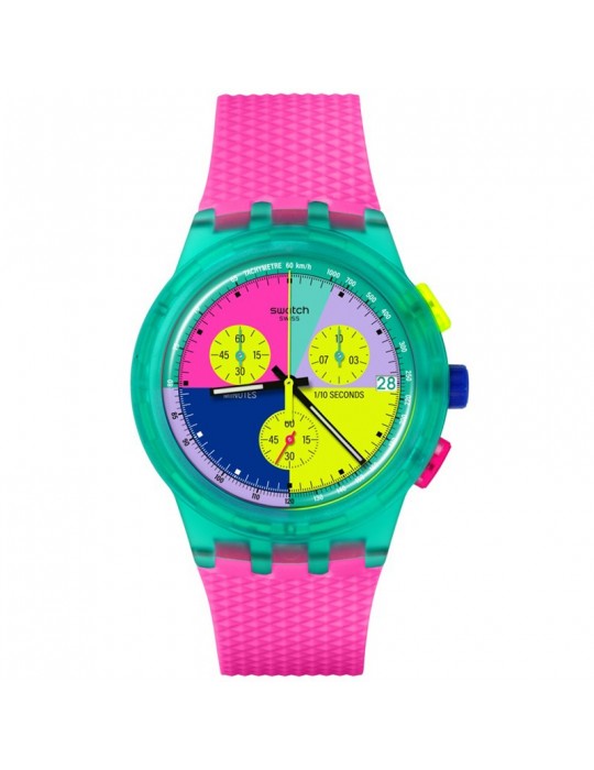 astrostuffs・ビーチタオル・ブラック＆ピンク●Bright Swatch Watch - Neon Flash Arrow - Pink - 42mm - Multicolour