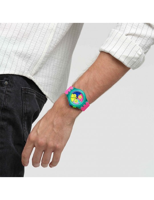 Swatch Watch - Neon Flash Arrow - Pink - 42mm - Multicolour-SUSG408