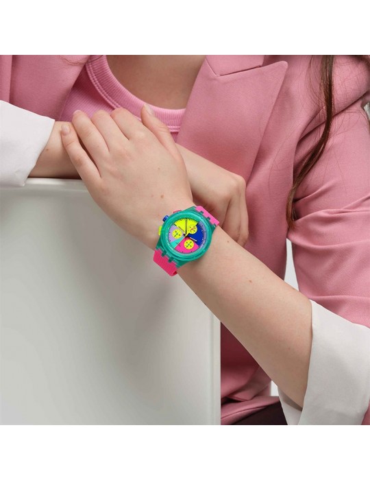 Swatch Watch - Neon Flash Arrow - Pink - 42mm - Multicolour-SUSG408