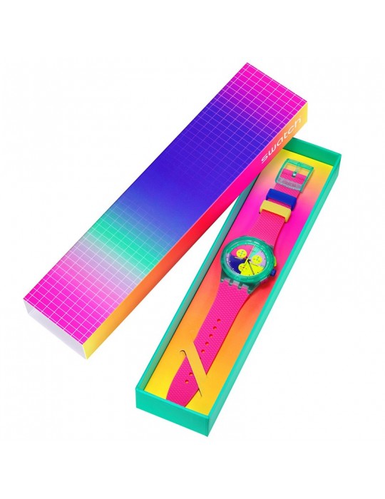 Swatch Watch - Neon Flash Arrow - Pink - 42mm - Multicolour-SUSG408