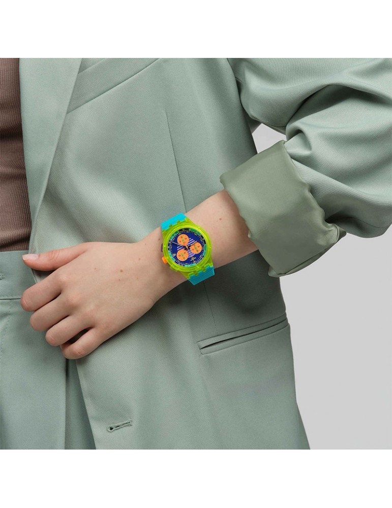 Orologio Swatch - Neon Wave - Turchese - 42mm - Multicolore - SUSJ404