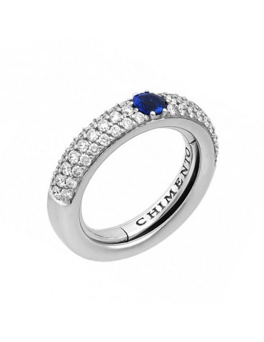 Chimento Ring - Forever Stack Me Demi Pavè in 18k White Gold with Natural Diamonds and Sapphire - 0