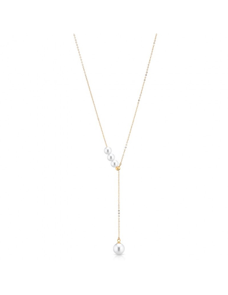 Collana Lelune - Classic in Oro Giallo 18 Carati con Perle Freshwater Pendenti 4-7,5 mm - LLGC2140.1