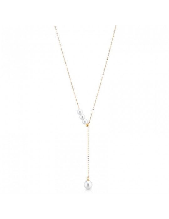 Lelune Necklace - Classic in 18K Yellow Gold with Freshwater Pearls Pendants 4-7.5 mm - 0 Lelune Necklace - Classic in 18K Yellow Gold with Freshwater Pearls Pendants 4-7.5 mm - 0