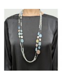 Della Rovere Necklace - Long - Aquamarine - Rose Quartz - COLDR8198