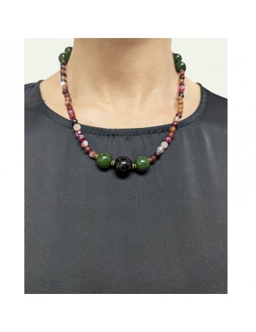 Collana Giadan-Girocollo Elastico-Onice Nero-Quarzo Verde-BGLU8456442