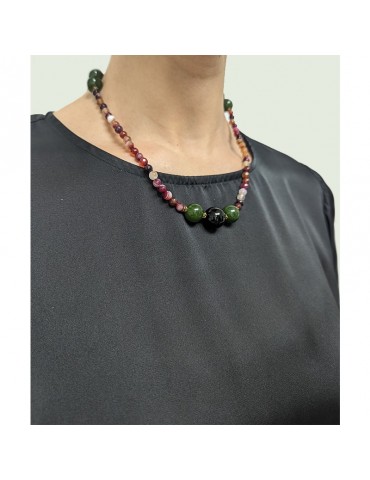 Collana Giadan-Girocollo Elastico-Onice Nero-Quarzo Verde-BGLU8456442 2