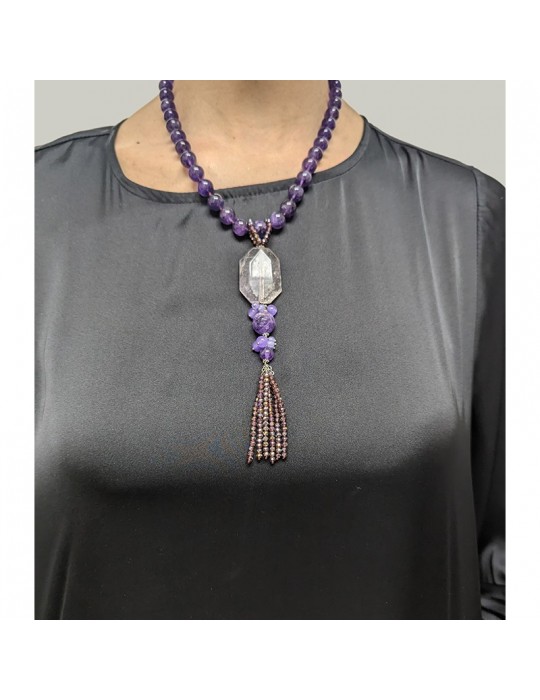 Della Rovere Necklace - Amethyst - Transparent Quartz - COLDR8310 Della Rovere Necklace - Amethyst - Transparent Quartz - COLDR8310