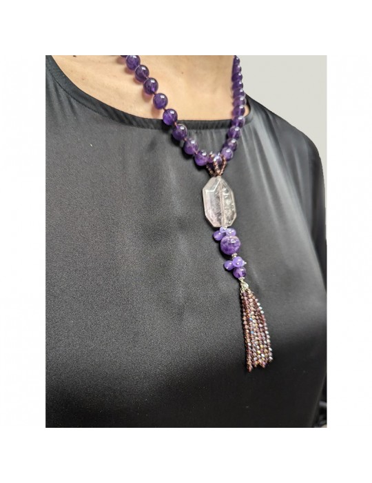 Della Rovere Necklace - Amethyst - Transparent Quartz - COLDR8310