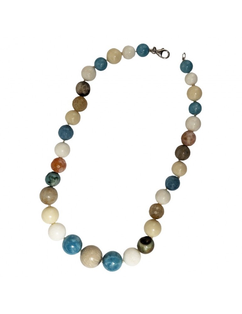 Della Rovere Necklace - 925% Silver - Agate - Amazonite - COLDRP11